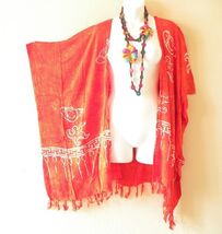 CB374 Batik Cardigan Duster Kaftan Dolman Hippy Jacket Cover up Top - up... - $24.90