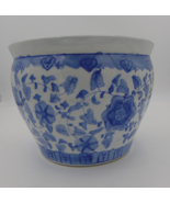 Oriental Blue and White Porcelain Vase Bowl 8&quot; VINTAGE - €84,44 EUR