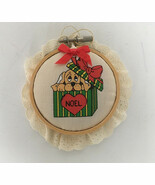 Small vintage embroidery hoop fabric Christmas ornament puppy in noel gi... - €17,09 EUR