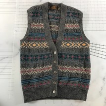 Vintage Eddie Bauer Sweater Vest Womens Medium Gray Pink Blue Nordic Car... - $29.69