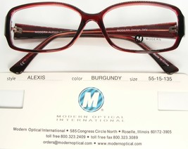 NEW MODERN OPTICAL ALEXIS BURGUNDY EYEGLASSES GLASSES PLASTIC FRAME 55-1... - $282.73 MXN