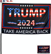 Trump 2024 Flag - &#39;Take America Back&#39; - 3x5 Ft, Indoor/Outdoor, Single Sided New - £14.53 GBP