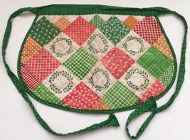 Vintage quilt  patchwork  look Chistmas colors reversible  half apron - $13.86