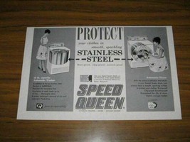1962 Print Ad Speed Queen Stainless Steel Washer &amp; Dryer Ripon,WI - £9.32 GBP