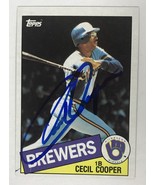 Cecil Cooper Autographed 1985 Topps Baseball Card - Milwaukee Brewers - £11.79 GBP