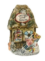 Blue Sky Pottery figurine cottage house Flamingo Tea light candle holder... - £74.11 GBP