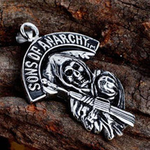 Grim Reaper &quot;Sons &quot; Stainless Steel Pendant With Ball Chain - £15.97 GBP