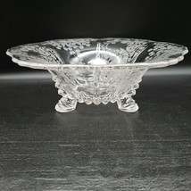 New Martinsville 11&quot; 3 Toed Footed Bowl Flower Basket Clear Vintage Fruit Bowl - £19.93 GBP