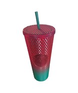 Starbucks Disney Christmas Cup Mickey Studded Tumbler 24 oz Venti Red Green - $14.44