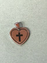 JCM Stainless Steel Marked Heart w Enamel Cross &amp; With God All Things are Possib - £9.02 GBP