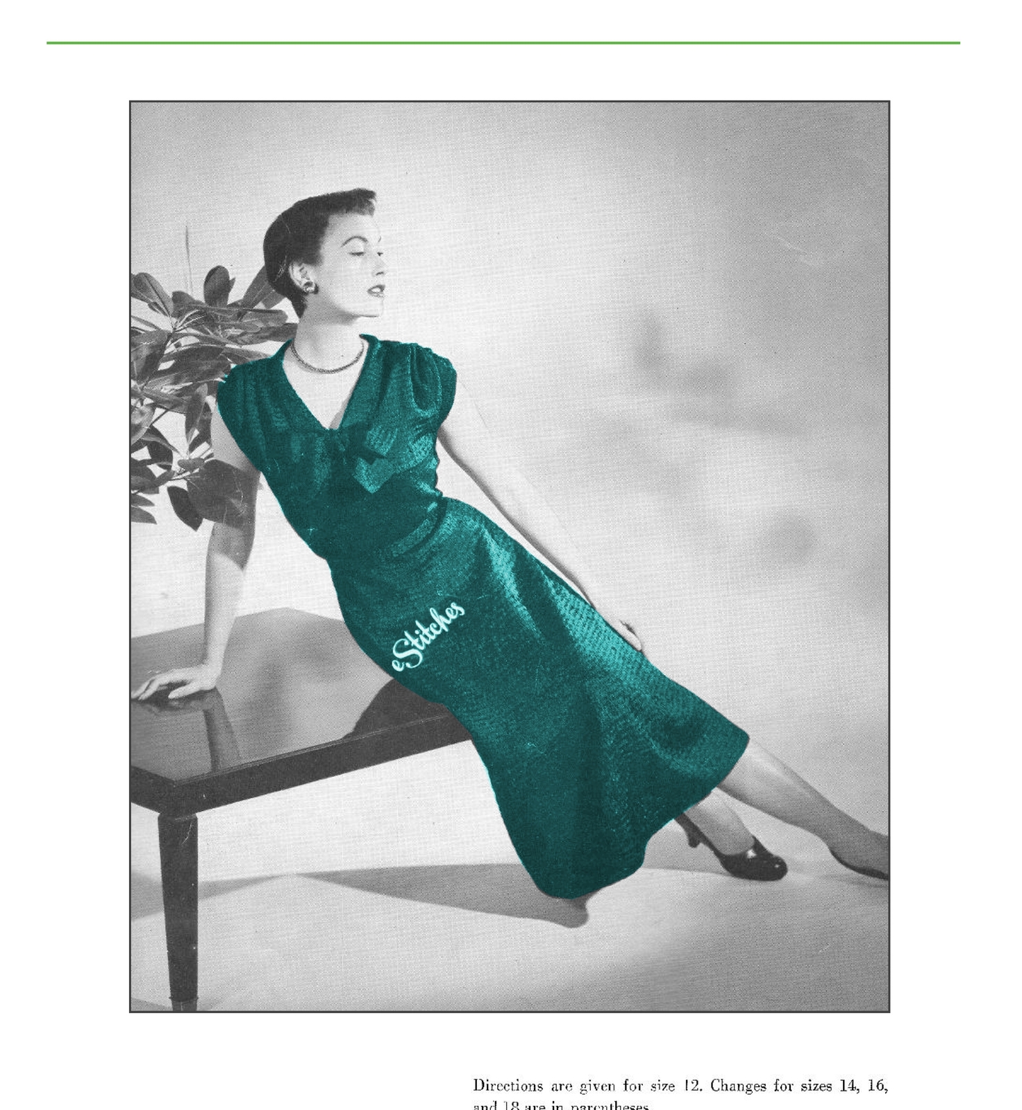 1950s Afternoon Dress, Short Sleeve in Ribbon - Crochet pattern (PDF 7409) - $3.75