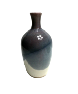 Pottery Vase Studio Art Clay Blues, Grays, Red, Crackled Glazed Finish 8... - $14.00