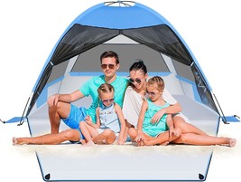Large Beach Tent, Anti-UV Sun Shade Shelter, Outdoor Sun Umbrella Beach Canopy - £33.66 GBP