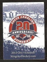 ECHL Charleston South Carolina Stingrays 2012 2013 Pocket Schedule - £0.93 GBP