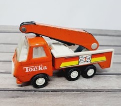 VTG Mini Tonka Utility Bucket Truck 70’s Orange Pressed Steel Power Electricity - $38.37