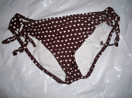 Women&#39;s Roxy Brown W/ White Hearts Swim Suit Bikini Bottom Only New $40  - £12.70 GBP