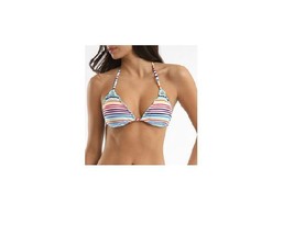 WOMEN&#39;S MODERN AMUSEMENT RAINBOW STRIPED BEACH SWIM SUIT BIKINI NEW $60 ... - £29.56 GBP