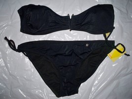 Women&#39;s Juniors Kirra Solid Black Bandeau Bikini Swim Suit Tie Bottoms New $60 - £27.96 GBP