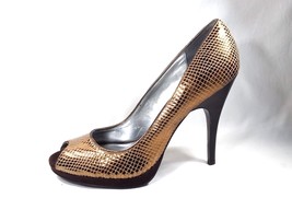 CALVIN KLEIN Women High Heel Gold Peep Toe Pump Size 10 Platform Stiletto - £31.46 GBP