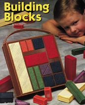 Childs Plastic Canvas Building Blocks Storage Case Art Frame Bookends Pa... - $11.99