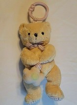 Carters Stuffed Plush Cream Teddy Bear Ring Link Clip Toy Rattle Vibrate... - £26.01 GBP