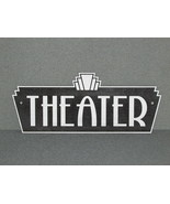 Vintage Style Wood Art Deco Silver &amp; Black Theater Sign Movie Home Theater - $79.95
