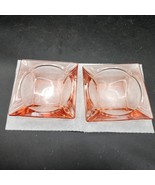 Vintage Pink Glass Ashtray, Cigar And Cigarette - 4.75&quot; Square - Pair Of 2 - $18.68