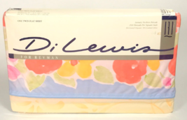Sarasota floral twin flat bed sheet Di Lewis NOS Vintage flower fabric - £27.45 GBP