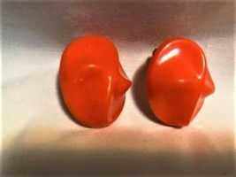 Vintage Orange Bakelite/Plastic Clip-On Earrings - £29.41 GBP