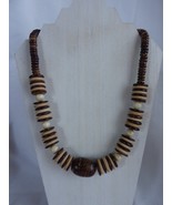 Coconut shell rondelles graduated bead great quality Heishi Necklace 14K GF - $118.47 CAD