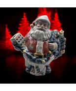 Department 56 Christmas pearlized SANTA CLAUS teapot w/ lid 10 1/2&quot; tall... - $47.51
