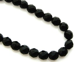 25 Opaque Jet Black Preciosa Czech Fire Polished Glass 8mm Faceted Round Beads - £3.15 GBP
