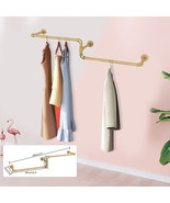 Garment Rack Metal Clothes Towel Hanger Bar Industrial Pipe Clothes Orga... - £45.86 GBP