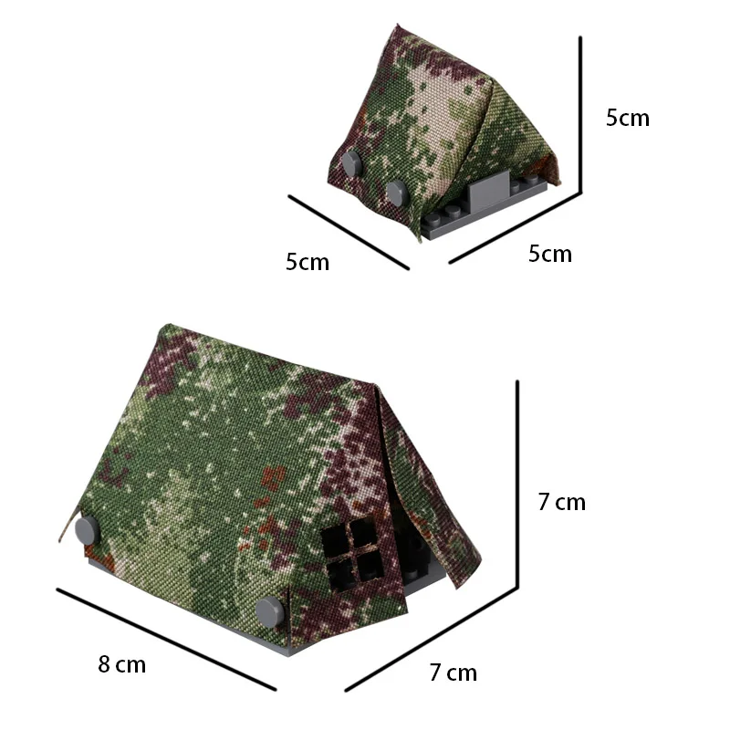 Play MOC WW2 Camouflage Fabric Tent Modern Military Soldiers Accessories Tree Pl - £23.68 GBP