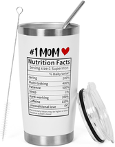 Best Mom Ever Gifts Tumbler for Women Nutrition Facts Tumbler 20 Oz, Mom... - £18.76 GBP
