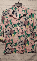 Talbots Womens Medium Pink Floral Popover Tunic Top Roll Tab Sleeves Slits NWT - £19.46 GBP