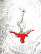 Texas Longhorn Bull Steer Head On 14g Clear Cz Belly Button Ring Body Jewelry - £6.82 GBP