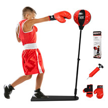 Kids Punching Bag w/Adjustable Stand Boxing Gloves Boxing Set for Boys &amp;... - £72.64 GBP