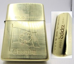 Canada Flag Solod Brass Zippo 1932-1992 Fired Rare - £73.94 GBP