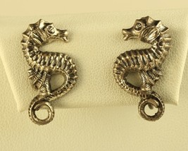Vintage Sterling Silver Signed Beau 1950s Estate Seahorse Screw Back Earrings - £24.74 GBP