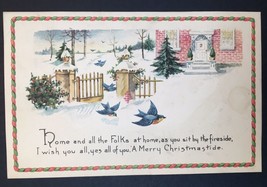 Holiday~Blue Jays Bush &amp; Home Rhyming Christmas Greeting~Vintage Postcard - $5.00