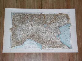 1904 Antique Map Of Northern Italy Turin Milan Lombardy Tirol Tyrol Austria - £15.08 GBP