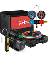 Vacuum Pump with 3-Way R1234Yf AC Manifold Gauge Set, Leak Detector, Can... - €203,61 EUR