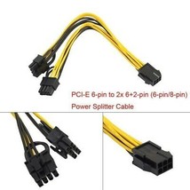 PCI-E 6-pin to 2x 6+2-pin (6-pin/8-pin) Power Splitter Cable PCIE PCI Express - £4.60 GBP