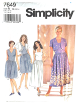 Simplicity Sewing Pattern 7649 Bolero Jacket Dress Misses Size 10-14 UNCUT - £7.77 GBP