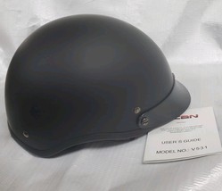 Vcan V531 Cruiser Adult Motorcycle Half Helmet Solid Black Lg 59-60cm Certified image 3