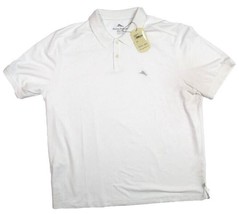 Tommy Bahama White Blue Gray Coral Cotton Blend Soft Touch Easy Care Polo Shirt - £53.55 GBP+