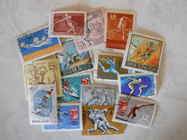 15 Vintage Soviet Union Postage Stamps With Sports Themes; Excellent Condition - £3.80 GBP