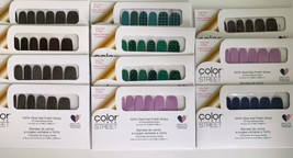 Color Street Nail Strips Lot Of 11 Purple Sparkles Solids Greens And More - £42.58 GBP