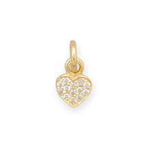 Pave CZ Design Gold Plated Heart Charm - £23.85 GBP
